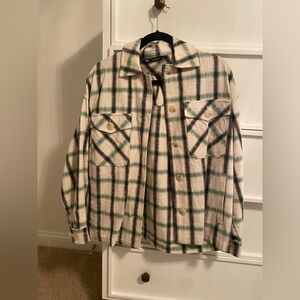 Zara Green and Cream Plaid Shacket